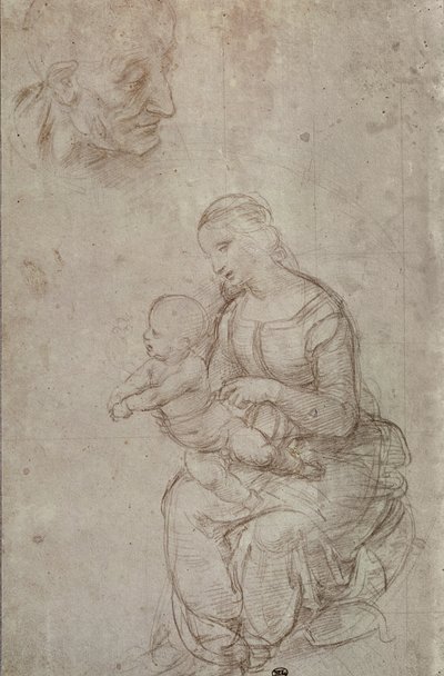 Madonna and Child and Head of an Old Man by Raffaello Sanzio Raphael